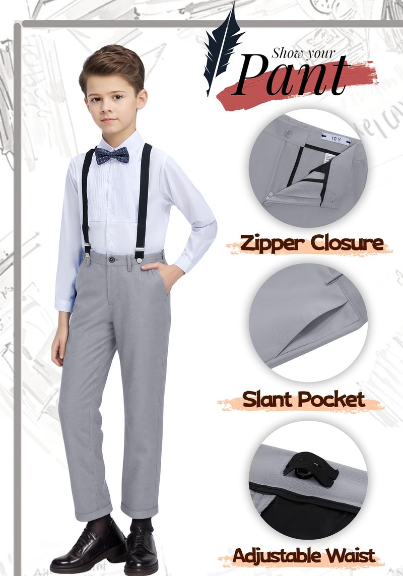 YuanLu Boys Gray Suit for Boy Vest Set with Pants Shirt and Tie Kids Outfit Size 10 - Image 5